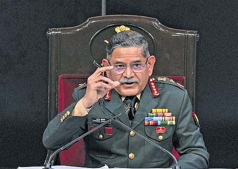 Army chief General Upendra Dwivedi addresses media in New Delhi.