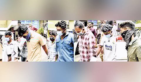 Accused persons involved in the Dalit minor girl’s sexual abuse case being taken to be produced before the magistrate in Ranni.