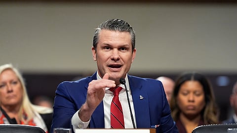 Pete Hegseth, US President-elect Donald Trump's choice to be Defense secretary, appears before the Senate Armed Services Committee for his confirmation hearing, at the Capitol in Washington, Tuesday, Jan. 14, 2025.