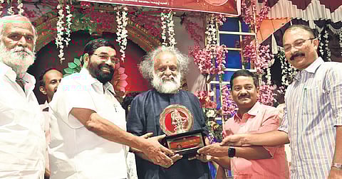 Devaswom Minister V N Vasavan presents Harivarasanam Award to lyricist Kaithapram Damodaran Nampoothiri at Sabarimala
on Tuesday