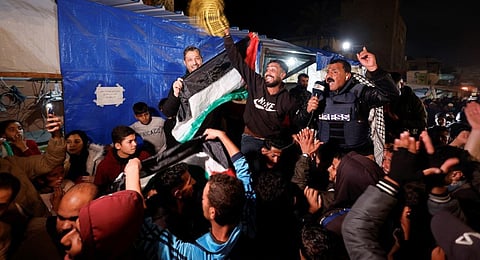 Crowds of Gazans chanted and embraced on Wednesday as news spread that a ceasefire and hostage release deal.