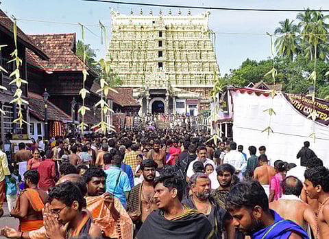 The Sree Padmanabha Swamy Temple in Thiruvananthapuram was bustling with devotees on Wednesday.