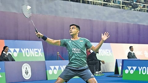 Kiran George in action during his Round 1 match in New Delhi on Tuesday.
