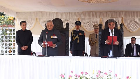 VK Singh being sworn in as Mizoram governor.
