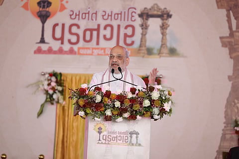 Amit Shah addressing the gathering at Vadnagar, Thursday, Jan 16, 2025.