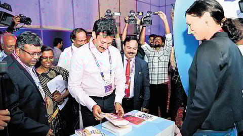 School Education Minister Anbil Mahesh Poyyamozhi during the inauguration of the international book fair on Thursday