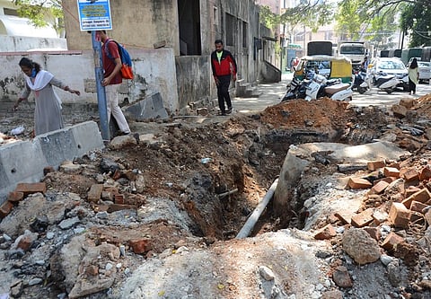 Asphalted roads were dug up at Forest Layout in RR Nagar.