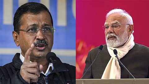 AAP chief Arvind Kejriwal (L), Prime Minister Narendra Modi ( R)