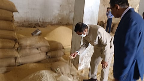 Upa Lokayukta Justice B Veerappa checking goods at a KSWC godown in January. Image used for representational purposes only.