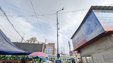 A smart pole meant for providing free Wi-Fi installed at the Central bus
stand in Tiruchy