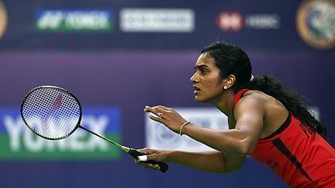 PV Sindhu in action against GM Tunjung at India Open on Friday