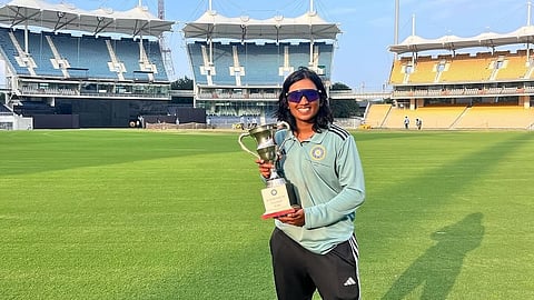 D Vrinda with senior one-day challengers trophy