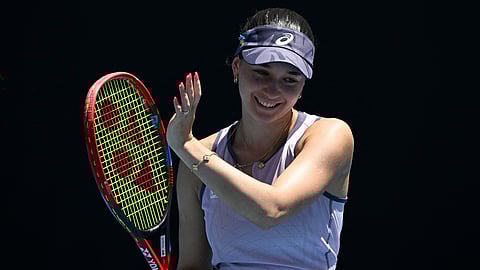 Germany's Eva Lys reacts on a point against Romania's Jaqueline Cristian during their women's singles match on day seven of the Australian Open tennis tournament in Melbourne on January 18, 2025.