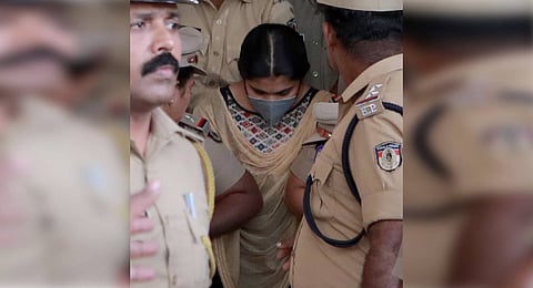 Greeshma being brought out of Neyyattinkara additional sessions court.