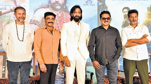 Mukesh Kumar Singh, Rockline Venkatesh, Vishnu Manchu, Sarathkumar, and Prabhudeva