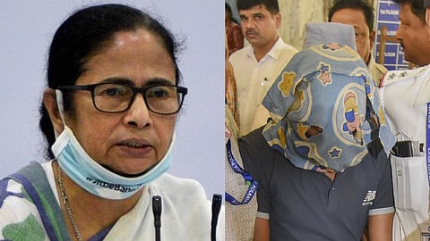 (L) West Bengal Chief Minister Mamata Banerjee (R) File image RG Kar Medical College and Hospital rape and murder case convict Sanjay Roy being take to the CBI office at CGO Complex, in Kolkata.