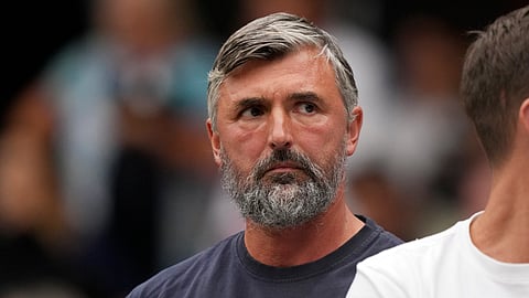 Goran Ivanisevic watches the men's singles semifinal match between Italy's Jannik Sinner and Serbia's Novak Djokovic.