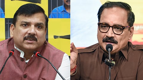 AAP MP Sanjay Singh, Delhi BJP chief Virendra Sachdeva