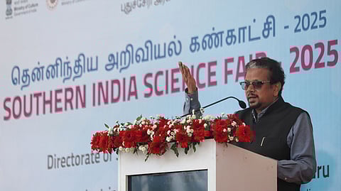 Governor K Kailashnathan Speaks during the inauguration of Southern India Science Fair 2025