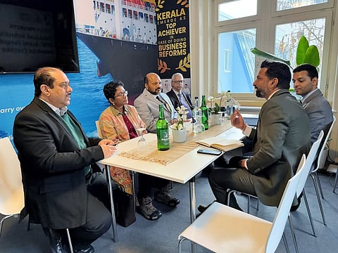 Minister of Law, Industry and Coir P Rajeeve and team met with the WEF representatives at Kerala Pavilion at WEF Annual Summit in Davos