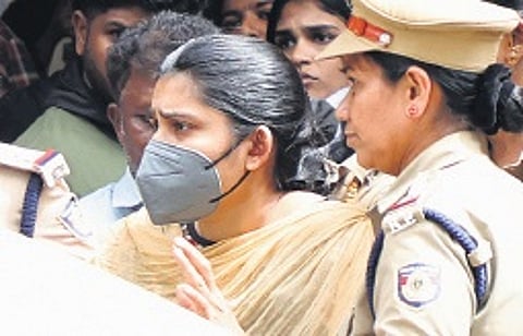 Greeshma exiting the court after the verdict
