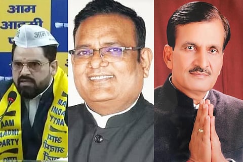 Pravesh Ratan of AAP, Raaj Kumar Anand of BJP and Dharam Pal Lakra of Congress
