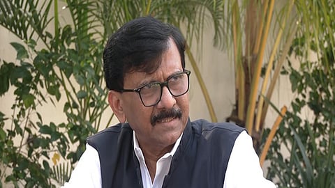 Shiv Sena (UBT) leader and Rajya Sabha Member Sanjay Raut speaks to the media.