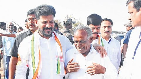 Chief Minister A Revanth Reddy at the launch of schemes in Narayanapet district on Sunday