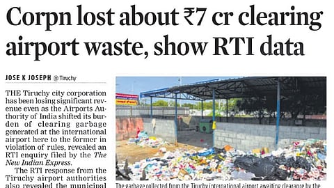 After the TNIE report, the corporation tightened its grip, and the airport has now paid Rs 1.36 crore.