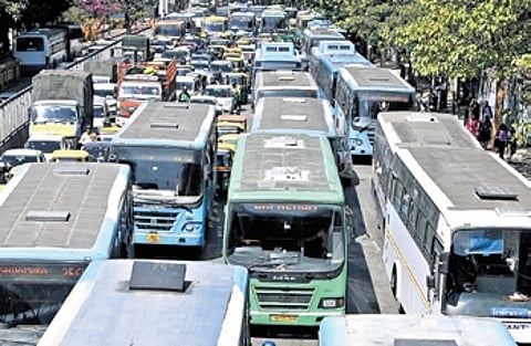 Bengaluru city is witnessing a ‘flattening of peak-hour traffic’, which is why people are getting stuck on roads even during non-peak hours.