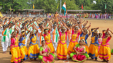 Student participated in cultural event in 76th Republic day function at VOC ground in Palayamkottai at Tirunelveli.