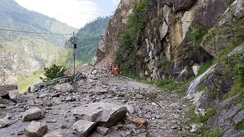 Landslide near Khirchana on the Pithoragarh-Dharachula highway