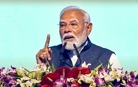 Prime Minister Narendra Modi during the 'Utkarsh Odisha' - Make in Odisha Conclave, in Bhubaneswar.
