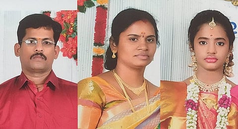 From left: Paulraj, his wife Rekha and their daughter Janani