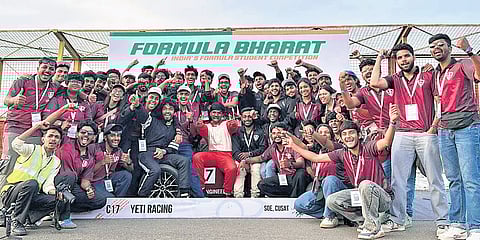 Yeti Racing team from Cusat’s School of Engineering with their prize-winning car at the International Formula Bharat Competition in Coimbatore