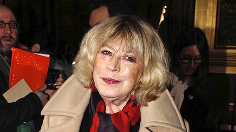 This March 3, 2014 file photo shows British singer Marianne Faithfull at the Stella McCartney's ready-to-wear fall/winter 2014-2015fashion collection presented in Paris.