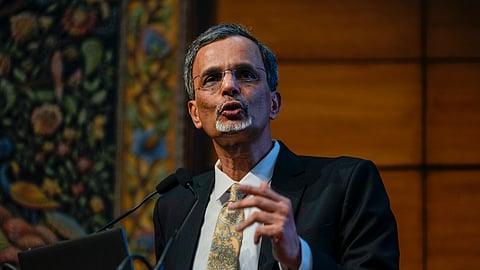 Chief Economic Advisor V. Anantha Nageswaran addresses a press conference after tabling of the Economic Survey 2024-25 in Parliament by Union Finance Minister Nirmala Sitharaman, in New Delhi, Friday, Jan. 31, 2025.