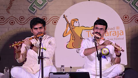 Father-son duo Vidwan Nagaraj Talluri and Vidwan Lalith Talluri