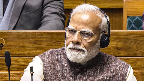 Prime Minister Narendra Modi during the presentation of the Union Budget 2025-26 in the Lok Sabha, in New Delhi, Saturday, Feb. 1, 2025.