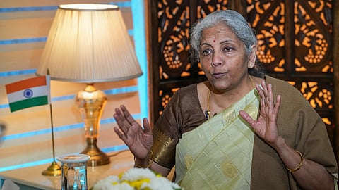 Union Finance Minister Nirmala Sitharaman during an interview with PTI, in New Delhi, Sunday, Feb. 2, 2025.