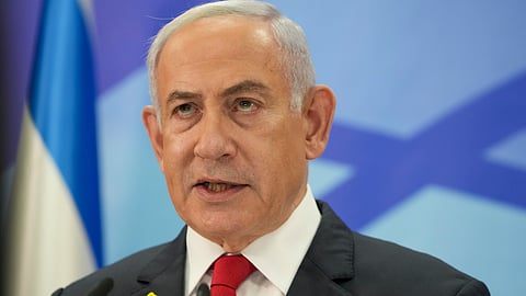 Israeli Prime Minister Benjamin Netanyahu speaks during a press conference in Jerusalem, Dec. 9, 2024.