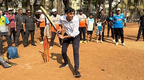 Former UK PM Rishi Sunak visits Mumbai, plays tennis ball cricket