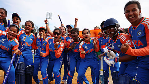 Indian players celebrate after winning the U19 Women's T20 World Cup