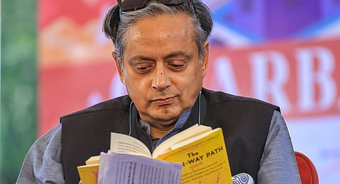 Congress MP Shashi Tharoor during the Jaipur Literature Festival, in Jaipur, Sunday, Feb. 2, 2025.