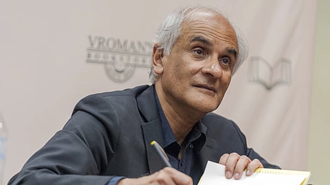 Pico Iyer, the bestselling author of "The Art of Stillness" presents his new book "Aflame: Learning from Silence" at Vroman's bookstore in Pasadena, Calif., on Tuesday, January 28, 2025.