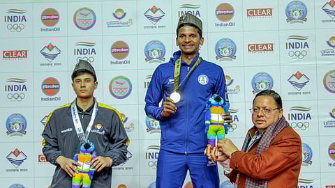Sathish Kumar Kuranakaran wins men's singles title at the National Games in Dehradun on Tuesday