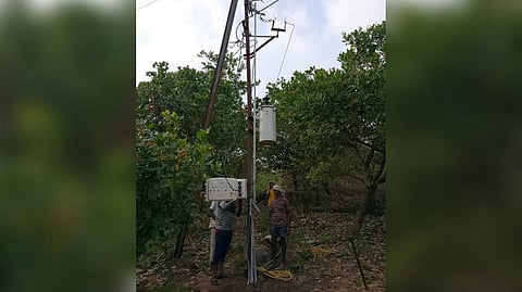 Electrification works underway at Neelabanda village.