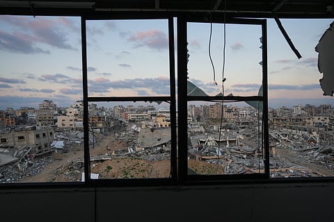 A view of an area in Gaza City destroyed by the Israeli army during its invasion of the Gaza strip, Tuesday, Feb. 4, 2025.