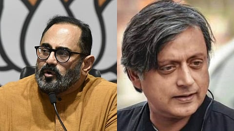 Congress leader Shashi Tharoor (R) and BJP leader Rajeev Chandrasekhar (L)