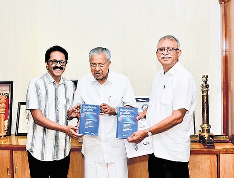 Chief Minister Pinarayi Vijayan releasing the textbook on diabetes management published by Springer